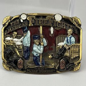 The American Fire Fighter No Sleep Tonight Brass Multicolor Belt Buckle